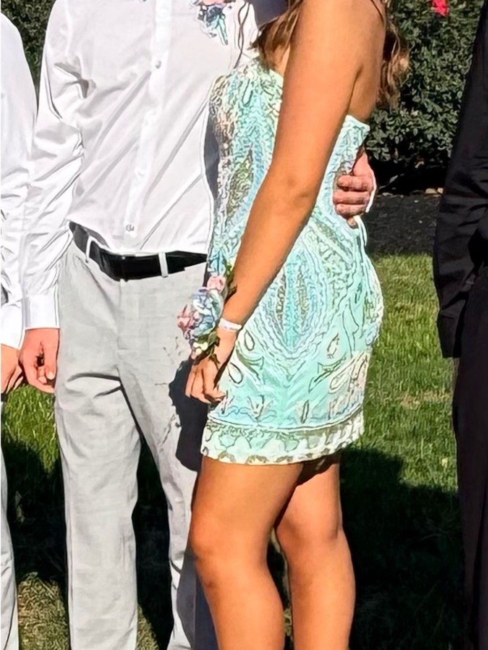 Primavera Couture Mint Beaded Strapless Mini Dress